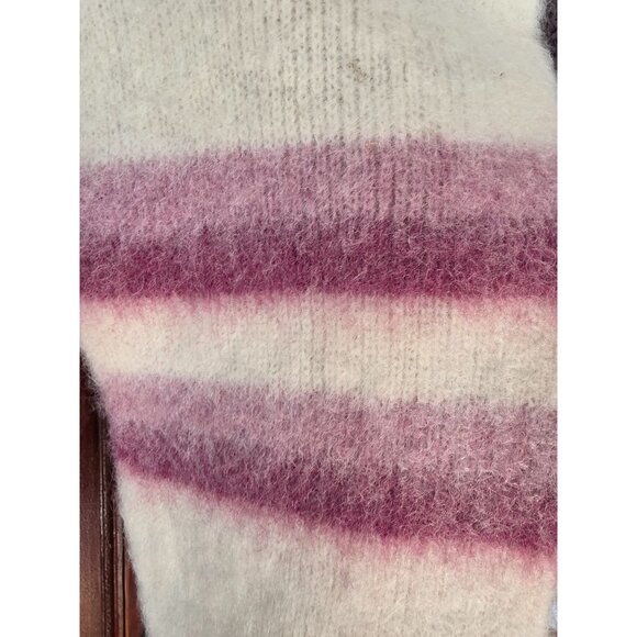 Vintage Hand-Knitted Wool & Mohair Striped Scarf - Picture 3 of 8